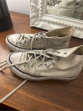 White high top platform converse